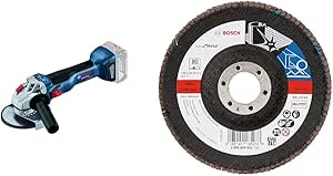 Bosch Professional Angle grinder GWS 18V-10 (disc diameter 125 mm, without battery or charger, in a cardboard box) + X571 blade plate, 80 grit, 125 mm - Image 1
