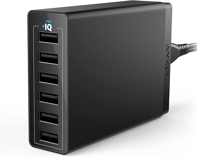 Anker PowerPort 6 Port USB Mains Charger 60W - Wall Charger with PowerIQ Technology, Travel Adapter for Smartphones and Tablets: iPhone, iPad, Samsung and More - Image 1