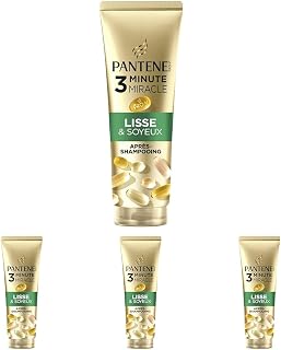 Pantene Pro-V Lisse & Soyeux Après-Shampoing 3 Minute Miracle 220ml pour Cheveux Frisés et Secs, Formule Pro-V avec Active Nutri-Plex, Aide à Lisser et Régénérer les Cheveux, Acide Hyaluronique - Image 1