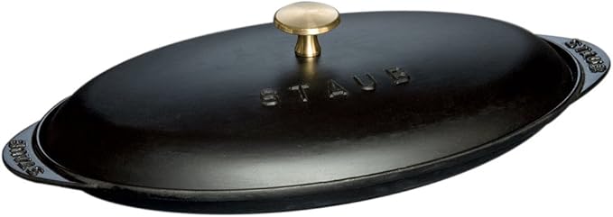 STAUB Hot Cast Iron Fish Plate, Ø 31 cm, Matt Black - Image 1