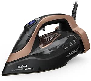 Tefal Ultimate Power Pro Steam Iron, 3200 W, Continuous Steam Flow 85 g/min, Pump System, 2 Steam Levels, Stain Protection, Black/Bronze, FV9E50E0 - Image 1