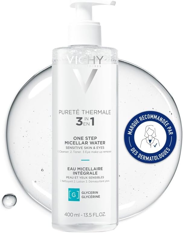 Vichy, Pureté Thermale, Eau Micellaire Intégrale, Nettoie et Démaquille le Visage et les Yeux, Adapté aux Peaux et Yeux Sensibles, Sans Rinçage, 400 ml - Image 1