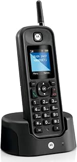 Motorola - Téléphone fixe sans fil DECT O201, identification de l'appelant, rétroéclairage, répertoire téléphonique de 200 numéros, mains libres, idéal pour une utilisation en extérieur, noir - Image 1