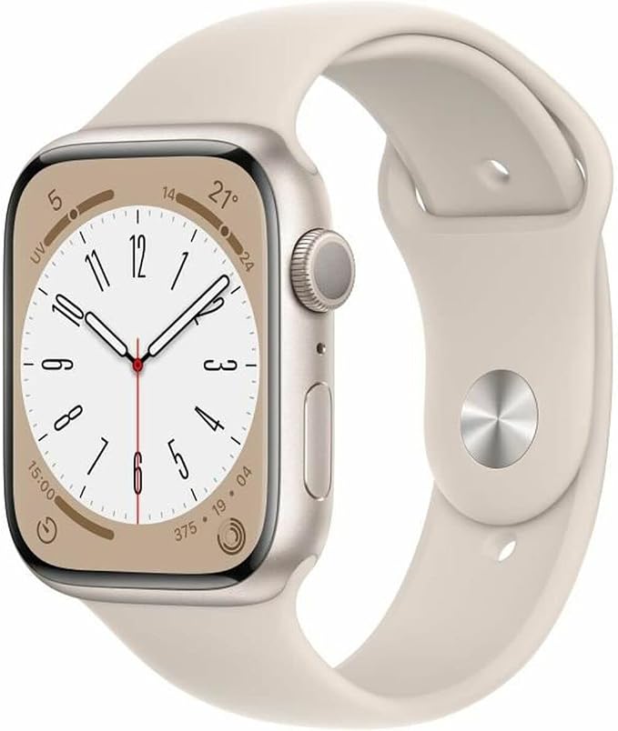Apple Watch Series 8 (GPS, 45mm) - Starlight Aluminum Case with Starlight Sport Strap - Regular (Refurbished) - Image 1