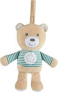 Chicco Night Light Teddy Bear Toy for Stroller or Crib Soft Fabric with Soft Light and Classic Music Convenient Strap Machine Washable Plush Toy for Newborn 0 Months - Image 1