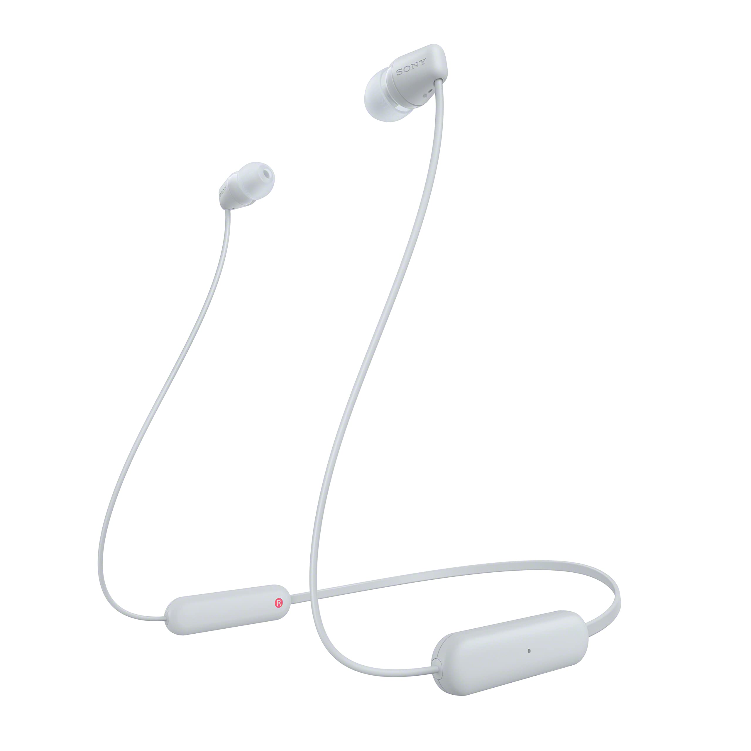 Sony WI-C100 Wireless Bluetooth Earphones - Up to 25 Hours of Battery Life - Built-in Microphone for Phone Calls - Compatible with Voice Assistants - White - Image 1