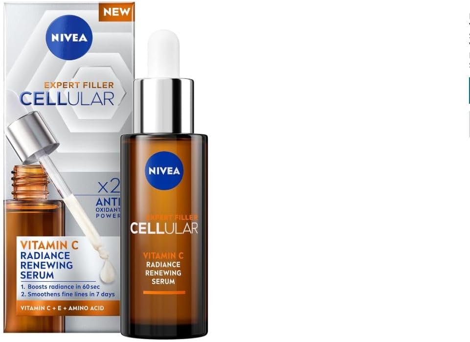 NIVEA Cellular Expert Filler Vitamine C Radiance Renewing Sérum (30 ml), sérum anti-âge à la vitamine C pour des lignes fines et des rides, sérum pour le visage qui protège contre les dommages et la - Image 1