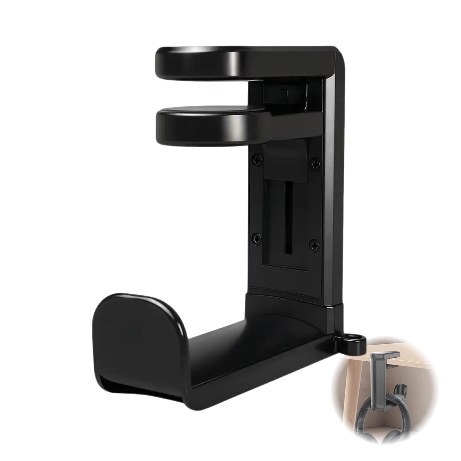 360° Rotating Headset Holder with Integrated Cable Clip for Office, Black, Universal Headphone Holder for Gaming and Audio Headsets Compatible with Sony, Beats, Sennheiser, HyperX and Others - Image 1