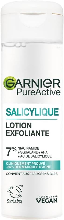 GARNIER Pure Active - Soin Exfoliant Visage - Réduit Les Marques D'acné & Les Pores - Niacinamide, AHA & Acide Salicylique - Formule Liquide Légère - Vegan & Cruelty Free - Unisexe - 120 ml - Image 1