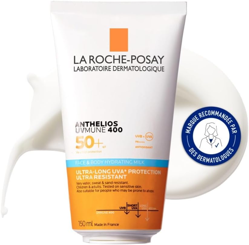 La Roche-Posay - Anthelios UVMune 400 - Lait Solaire SPF 50 - Enrichi en Beurre de Karité - Protection Solaire Contre les UVA/UVB - Soin Visage et Corps Pour Peaux Sensibles à Tendance Atopique - Image 1