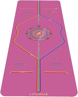 Printed Yoga Mat - Free Yoga Bag Included - Patented Alignment System, Warrior-Style Grip, Non-Slip, Sweat Resistant, Long, Wide (Gratitude Pink) - Image 1