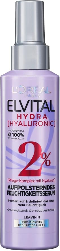 L'Oréal Paris Elvital Hydrating Spray for Shiny Hair Hyaluronic Acid Serum for Hydra Hyaluronic Hydration Booster 150ml - Image 1