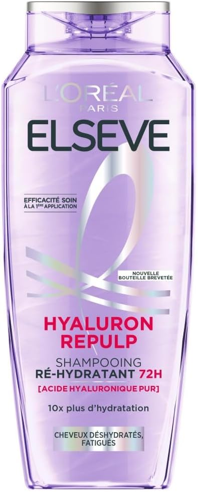L'ORÉAL PARIS - Re-hydrating Shampoo for Dehydrated and Tired Hair - 72H Hydration - Shine - With Hyaluronic Acid - Elseve Hyaluron Repulp - 300 ml - Image 1