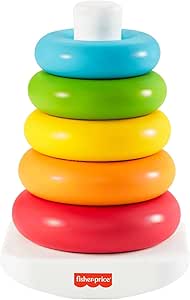 Fisher-Price Culbuto Rainbow Pyramid Stacking Toy, Plant-Based Materials with 5 Coloured Rings and Moving Base, Baby Toy, 6 Months Old, HPY92 - Image 1
