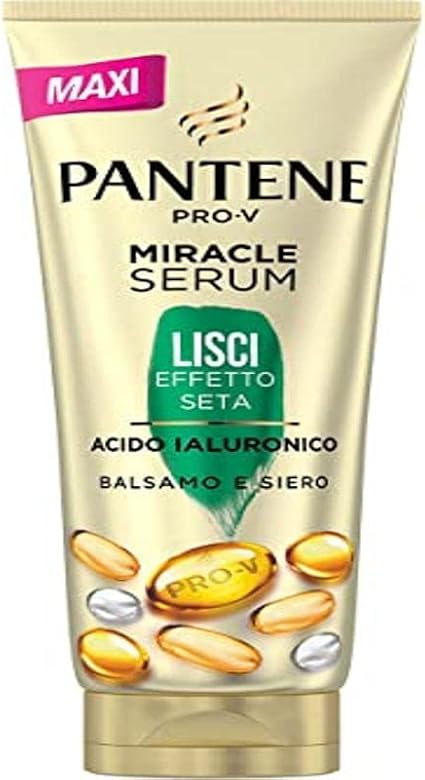 Pantene Pro-V Miracle Serum Lisci Silk Effect Intensive Treatment and Nourishing, with or without Richness, with Hyaluronic Acid 220ml - Image 1