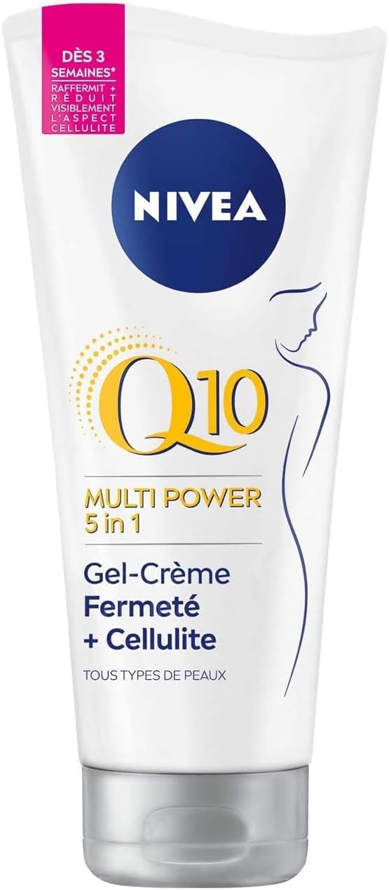 NIVEA Q10 - Gel Crème Corps Multi Power 5-En-1 Fermeté + Cellulite - Soin Raffermissant - Q10 & Extrait De Lotus - Tonifie Cuisses, Fesses & Ventres - Tous Types De Peaux - 200 ml - Image 1