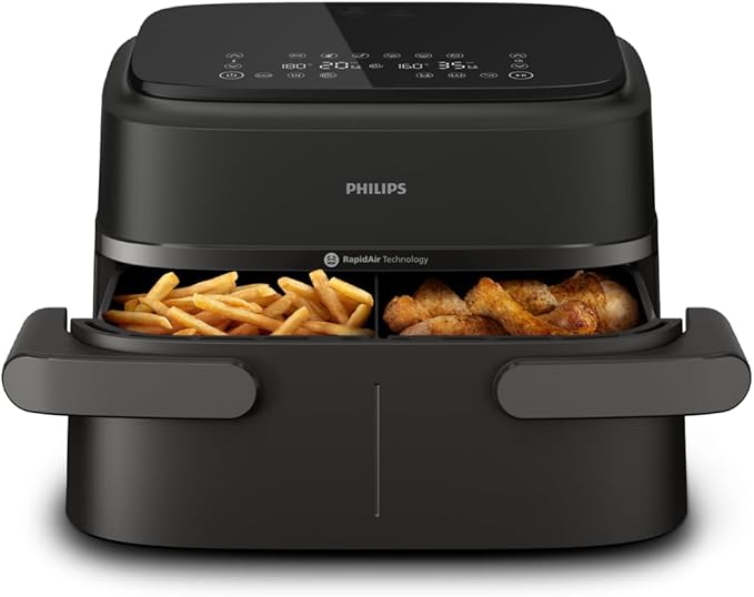 Philips Air Fryer 1000 Series Flexible Basket with Removable Divider - 7.1L, RapidAir Technology, 10 Cooking Modes, 90% Less Fat, Compact Design, HomeID Application (NA154/00) - Image 1