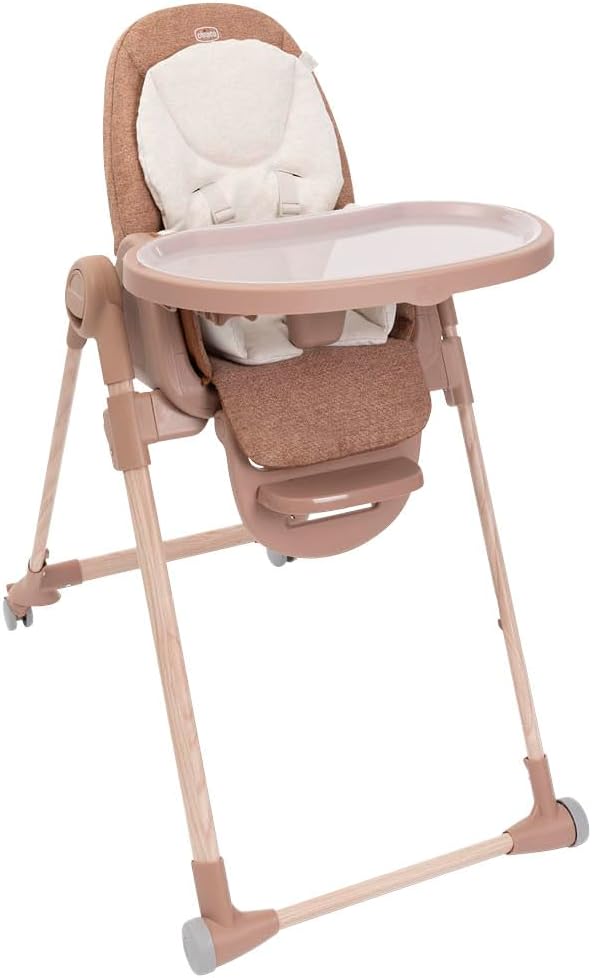 Chicco Polly Armonia Baby Highchair, Evolutionary for Children from 0 Months to 40 kg, 9 Levels of Height, 3 Tilt Positions, Adjustable Footrest, Compact Folding, 4 Wheels, Red - Image 1