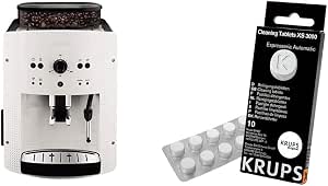 Krups EA8105 Automatic Coffee Machine with Cappuccino Steam Nozzle White and Espresseria Detergent Tablets for Full Auto EA/XP and Rowenta ES - Image 1