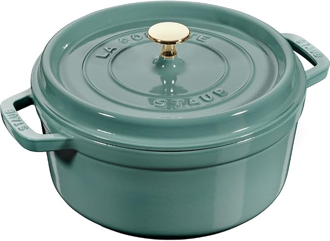 Staub - Round Cast Iron Casserole with Spiked Lid 24 cm Eucalyptus - STAUB - Image 1