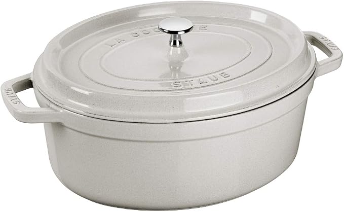 STAUB - Cast Iron White Truffle Casserole with Oval Nubs 29 CM - Image 1