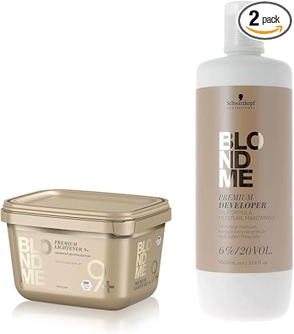 Schwarzkopf Professional Duo Blond Me PPL9+ Premium Bleaching Comp. Powder 450 g Lightener 9+ & Blond Me Supreme Blonde Hair Quality Premium Care 9% 20 Vol Developer 1000 ml Schwarzkopf - Image 1