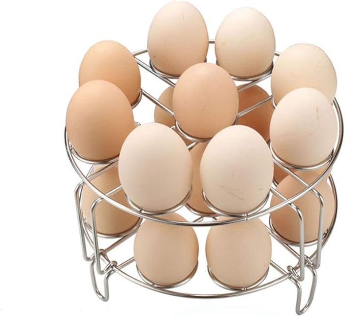 Steamer Rack Stainless Steel Stackable Egg Steamer Rack Rack for Instant Pot, Pressure Cooker, Hallowmas, Christmas Gift Silver (2, 9 Hole Steam Rack) - Image 1