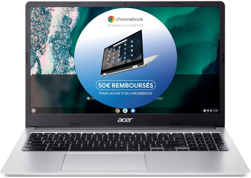 Acer Chromebook 315 CB315-4HT-C5B3, 15.6 inch Full HD IPS Touch Laptop, Laptop (Intel Celeron N4500, 4GB RAM, 128GB eMMC, UHD Graphics, Chrome OS), Laptop Grey, AZERTY Keyboard - Image 1