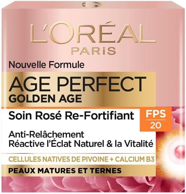 L'Oreal Paris Age Perfect Golden Age – SPF 20 Rose Re-Fortifying Care – Anti-Sagging & Radiance Day Cream – Enriched with Peony Native Cells and Calcium/Vitamin B3 – 50 ml - Image 1