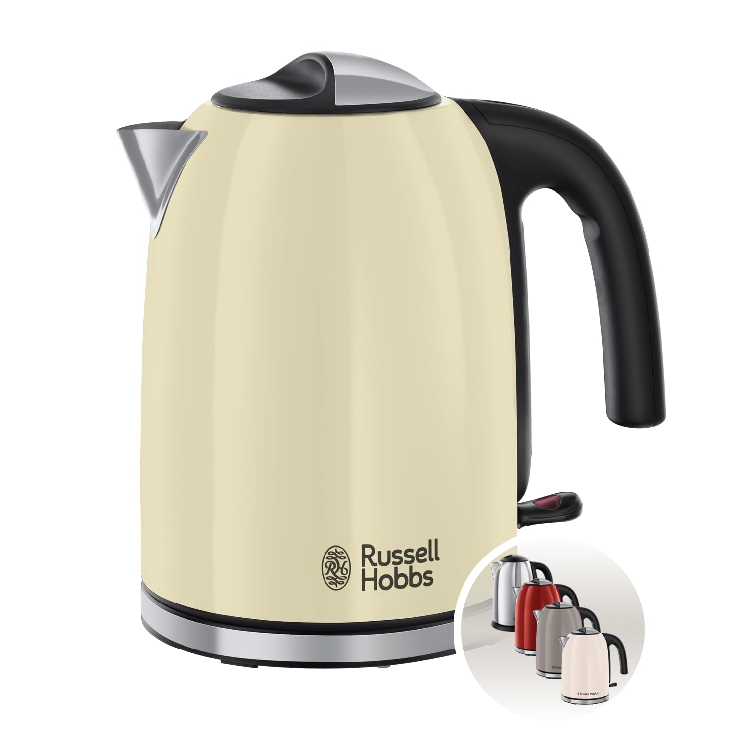 Russell Hobbs Colours Plus Cream Electric Kettle (1.7L, 2400W, Fast Boiling, Perfect Flow, Visible Water Level, Washable Anti-Limescale Filter) 20415-70 - Image 1