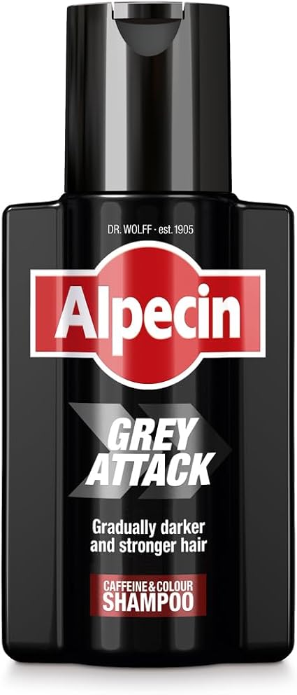 Alpecin Grey Attack Shampooing colorant à la caféine 200 ml - effet colorant contrôlé progressivement – pour des cheveux moins gris chez les hommes - prévient la chute des cheveux - Image 1