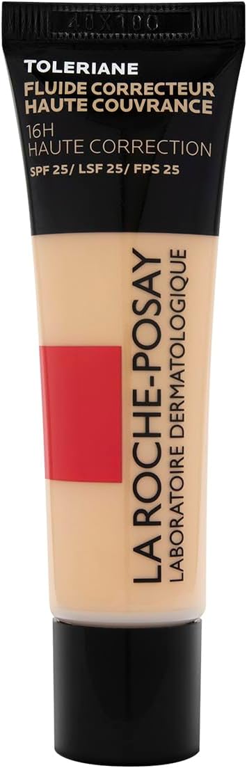 La Roche-Posay, Toleriane, Fluide Correcteur, Fond de Teint Longue Tenue 16H, Haute Couvrance, Adapté aux Peaux Sensibles à Tendance Acnéique, SPF 25, Teinte : 13, 30 ml - Image 1