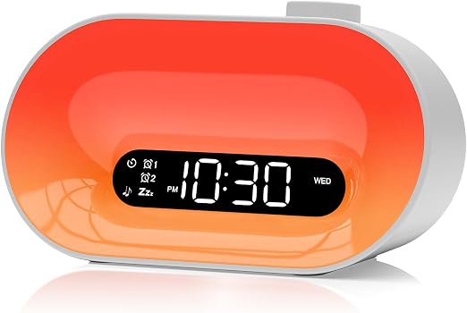 Dawn Simulator Light Up Alarm Clock with 7 Ringtones, 30 Soothing Sounds and 2 Alarm Clocks, Snooze, Timer, 20 Brightness Levels Night Light for Children, Bedside Lamp for Teenagers/Adults - Image 1