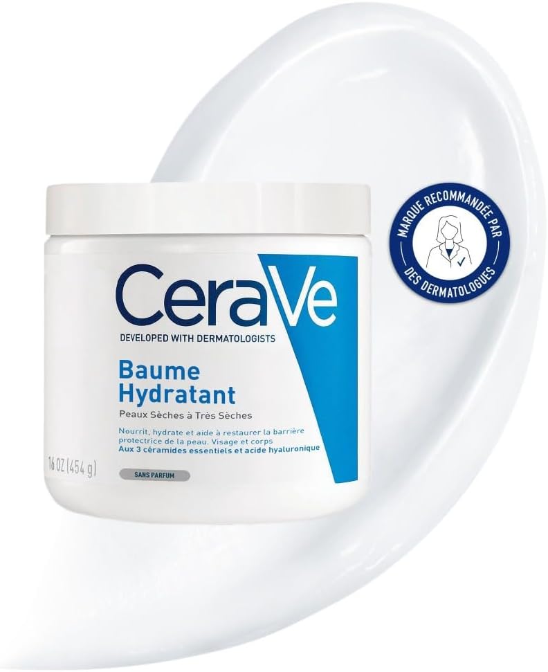 CeraVe - Moisturizing Body and Face Balm - Dry, Very Dry and Atopic Skin - 48H Hydration - Hyaluronic Acid + 3 Ceramides - Rich, Non-Sticky Texture - Fragrance Free, Non-Comedogenic - 454g - Image 1