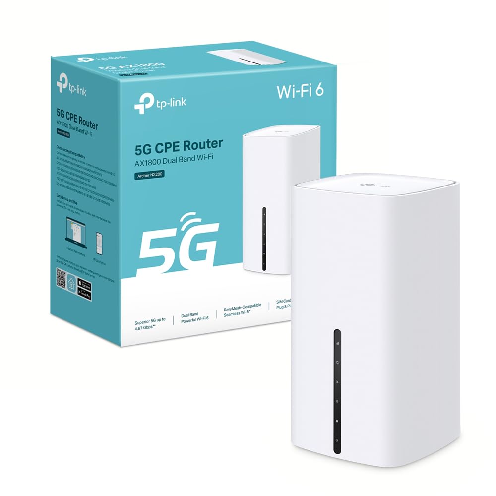 TP-Link 5G Router, AX1800Mbps WiFi Router, 3 Gigabit Ports, Dual Band MU-Mimo, EasyMesh, Connects up to 64 Devices, Plug-and-Play, Compatible with all carrier SIM Cards, Archer NX200 - Image 1
