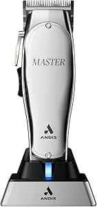 Andis 12665 Professional Master Wired/Cordless Hair Clipper, Adjustable Carbon Steel Blade Hair Clipper for Close Cutting, Silver