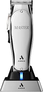 Andis 12665 Professional Master Wired/Cordless Hair Clipper, Adjustable Carbon Steel Blade Hair Clipper for Close Cutting, Silver - Image 1