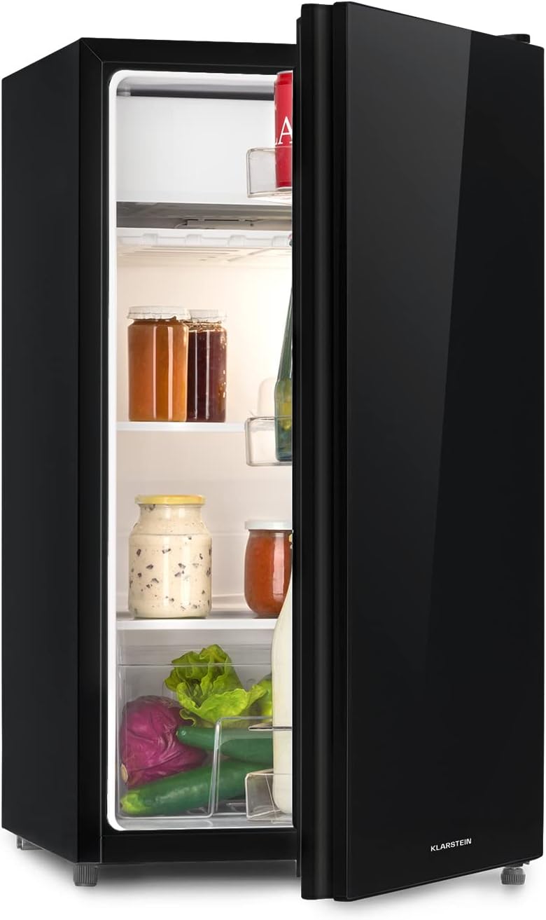 KLARSTEIN Luminance Frost - Réfrigérateur, 91L, 110 kWh/an, 7 niveaux de réglage de la température, Eclairage intérieur, Look moderne, Bac à oeufs, Clayettes verre - Noir - Image 1