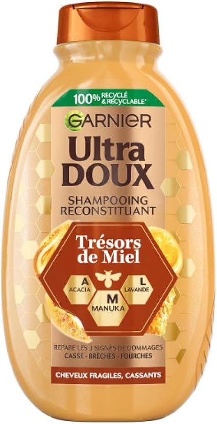 Garnier Ultra Gentle Replenishing Shampoo Enriched with Acacia, Lavender & Manuka for Fragile & Brittle Hair - Honey Treasures - 400 ml - Image 1