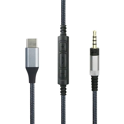 ABLET USB C Audio Cable Compatible with Sennheiser Momentum Headphones, Momentum2.0 Momentum3 HD1 Headphones, Remote Volume Microphone Compatible with Samsung Galaxy Compatible with Oneplus Android - Image 1