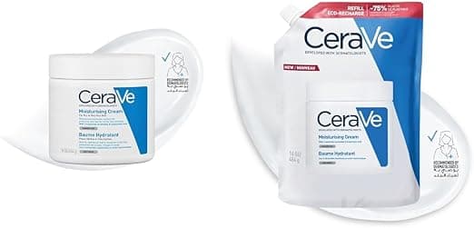 Lot de CeraVe - Hydrating Body and Face Balm + Eco-Refill - Dry, Very Dry and Atopic Skin - 48 Hours of Hydration - Hyaluronic Acid + 3 Ceramides - Rich, Non-Sticky Texture