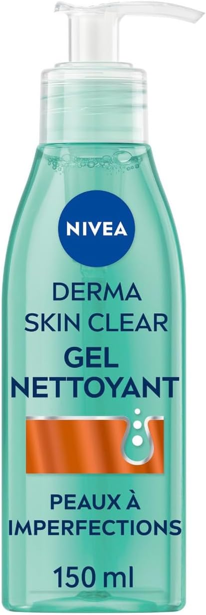 NIVEA - Gel Nettoyant Visage Derma Skin Clear - Nettoie En Profondeur - Réduit L'Excès De Sébum & Les Imperfections - Acide Salicylique, Sel Marin & Niacinamide - Peaux À Imperfections - 150 ml - Image 1