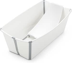Stokke Flexi Bath Set, White - Foldable Baby Bath + Stand for Newborns - Convenient to Use at Home or Travel - Ideal for Children Up to 48 Months - Image 1