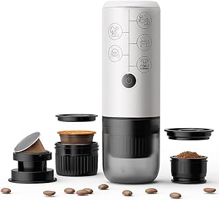 BENFUCHEN 3-in-1 Portable Espresso Machine With NO Heating Function, Type-C Charging Electric Espresso Maker, 17 Bar Mini Coffee Maker For NESPRESSO/DolceGusto pods & Ground Coffee On the Go, White - Image 1