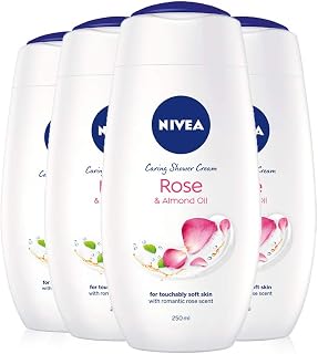 Nivea NIVEA Indulgent Moisture Rose Lot de 4 crèmes de douche (4 x 250 ml), gel douche hydratant au lait d'amande, nettoyant pour le corps luxueux pour femme, nettoyant pour le corps à l'huile d'argan - Image 1