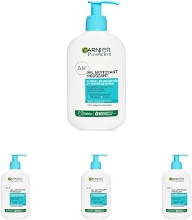 Garnier Pure Active - Gel Nettoyant Moussant - Purifie, Hydrate & Élimine Les Impuretés - Acide Hyaluronique, Céramide, Argile - Vegan & Cruelty Free - Tous Types de Peaux - 250 ml (Lot de 4) - Image 1
