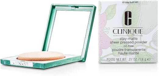 Stay-Matte Clear Pressed Powder - 01 Stay Buff (VF) - Dry to Oily Clinique for Women - 7.6 Grams Powder - Image 1
