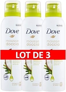 Dove Gel Douche Mousse Surgras à l'Huile de Coco, Parfum Gourmand et Exotique, Formule Testée Dermatologiquement, Lot de 3x200ml - Image 1