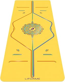 Printed Yoga Mat - Free Yoga Bag Included - Patented Alignment System, Warrior-Style Grip, Non-Slip, Sweat Resistant, Long, Wide (Yellow Hope) - Image 1