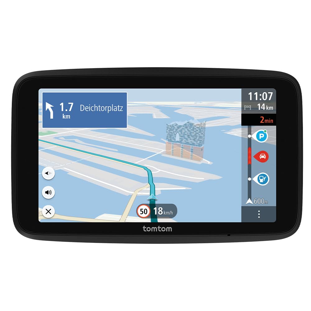 TomTom GO Advanced Car GPS (6 Inch Traffic Information, Test of Hazard Zones, World Map, Updates via Wi-Fi, Lane Change Guide, Visual Markers, Reversible Mounting) - Image 1